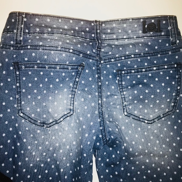 Y2K LEI Ashley Low Rise Skinny Jeans Blue with White Polka Dots Size 1/Juniors - Picture 8 of 12